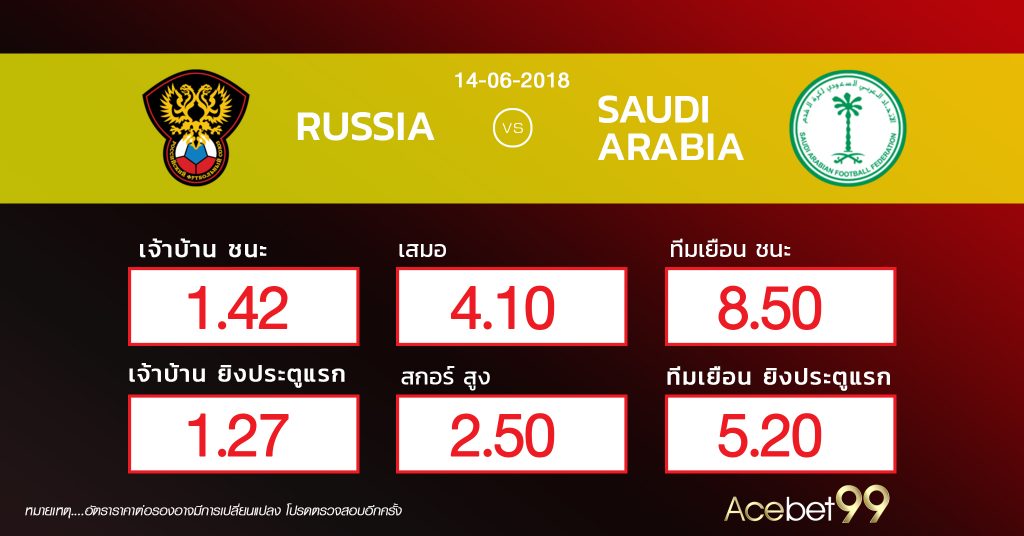 เคล็ดลับ แทงบอลออนไลน์ _รัสเซีย VS ซาอุดีอาระเบีย